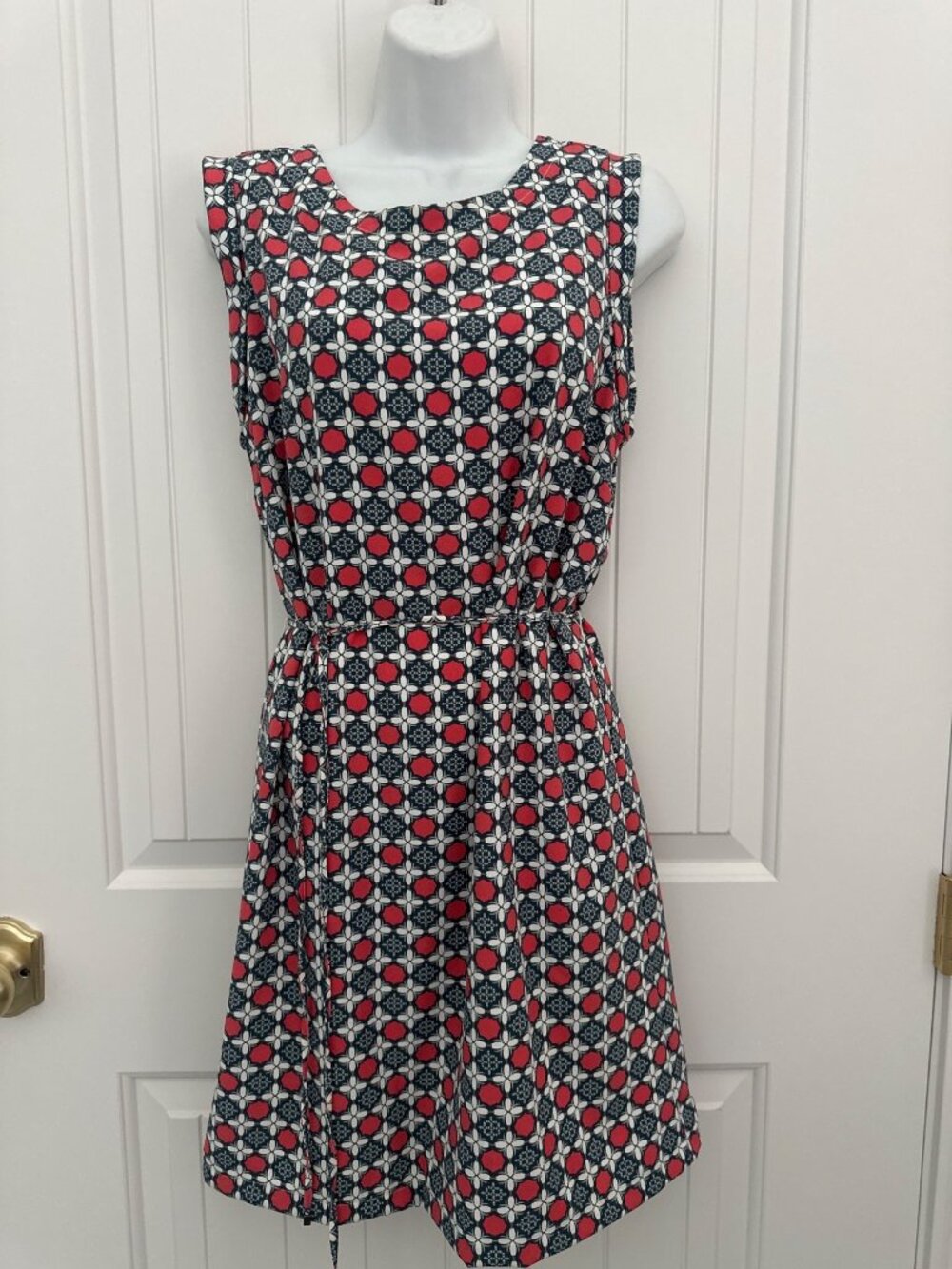 Banana Republic Sleeveless Dress Size 10 Geometric Print Tie Waist